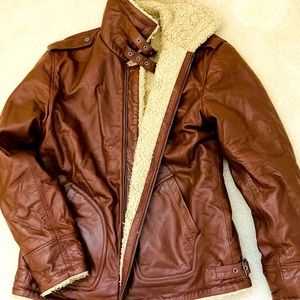 Men’s Wooly Brown Leather Jacket